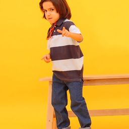 Cherry Crumble Boys Multicoloured Striped Polo Collar T-shirt-picture-34