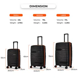 Nasher Miles CannesPolypropyleneSet of 2 Black Orange Trolley Bags (M-L) image 2