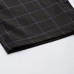 SOJANYA Men Black & Purple Smart Regular Fit Checked Formal Trousers image 5