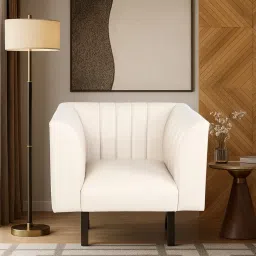 casacraft from pepperfry Ellory Leatherette 1 Seater Sofa In Cream Color image 1