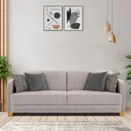 casacraft from pepperfry Columbia Fabric 3 Seater Sofa in Grey Colour-picture-15