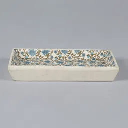 miah decor Rectangle White Ceramic (Set of 2) Tray Set image 3