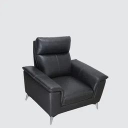 recliners india Alpha Leatherette 1 Seater Sofa In Black Colour image 4