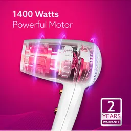 Agaro HD1417 Wall Mounted 1400W Compact Fast Drying Hair Dryer - White image 4