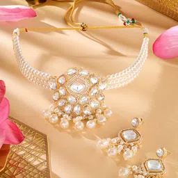 Zaveri Pearls Multistrand  Pearl-Beaded Jewellery Set image 1