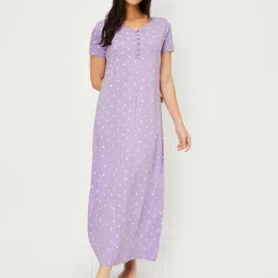 max Printed V-Neck Nightie with Lace Hem image 1