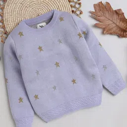 yellow apple Girl Star Print Round-Neck Cardigan image 1