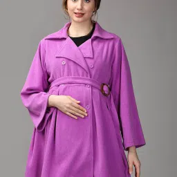 the mom store Women Long Jacket with Tie-Up Belt image 1