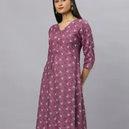 fashion world Women Geometric Print V-Neck A-Line Kurta image 2