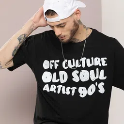 Kook N Keech Men Typography Printed Oversized Drop-Shoulder Sleeves Pure Cotton T-shirt image 1