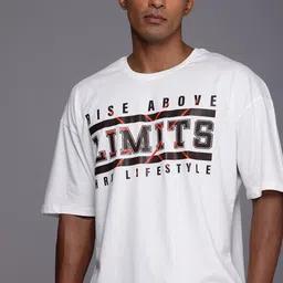 HRX by Hrithik Roshan Printed Oversized Drop-Shoulder Sleeves Pure Cotton T-shirt image 1