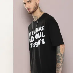Kook N Keech Men Typography Printed Oversized Drop-Shoulder Sleeves Pure Cotton T-shirt image 3