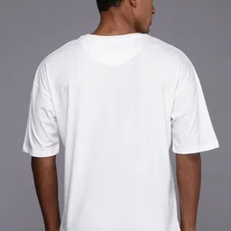 HRX by Hrithik Roshan Printed Oversized Drop-Shoulder Sleeves Pure Cotton T-shirt image 4