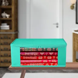 Kuber Industries Green & Transparent 9 Pieces Saree Cover Organisers image 1