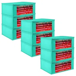 Kuber Industries Green & Transparent 9 Pieces Saree Cover Organisers image 2