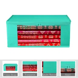 Kuber Industries Green & Transparent 9 Pieces Saree Cover Organisers image 4