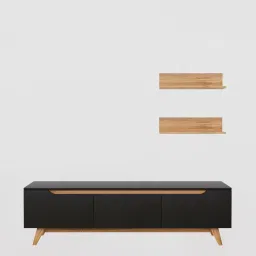 mintwud from pepperfry D3+D4 Tv Console In Black And Canyon Oak Colour image 4