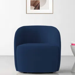 febonic Lucky Velvet Barrel Chair In Imperial Blue Color image 1