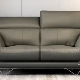 durian Orlando Leatherette 2 Seater Sofa In Grey Colour image 1