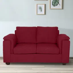 woodsworth from pepperfry Andres Chenille Fabric 2 Seater Sofa In Garnet Red Colour-picture-38