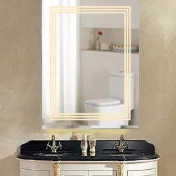 k k glass & aluminium Silver Rectangle Shape LED Wall Mirror image 1