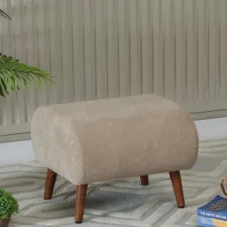globally indian Chic Boucle Fabric Foot Stool In Beige Color image 1