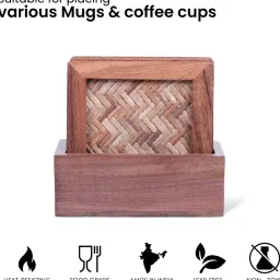 vareesha Hand Crafted Wooden Chatai Coasters Set of Four image 2