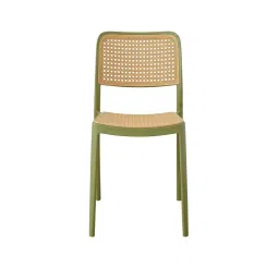 casacraft from pepperfry Plastic Cane Caf Chair in Green Colour image 4