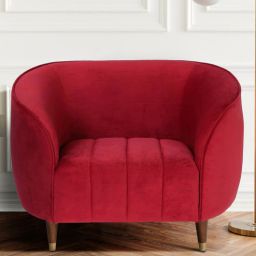 casacraft from pepperfry Hairo Velvet 1 Seater Sofa In Red Colour-picture-21