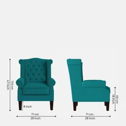 febonic Neyub Fabric Wing Chair In Sea Green Colour image 2