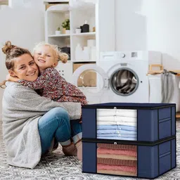 atorakushon Navy Blue Solid Non Woven (Pack Of 6) Organiser image 5