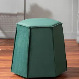 nestroots Prism Velvet Pouffe In Green Colour image 1