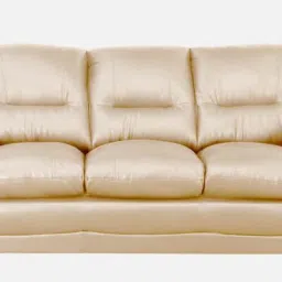 casacraft from pepperfry Adalia Leatherette 3 Seater Sofa In Cream Colour image 5