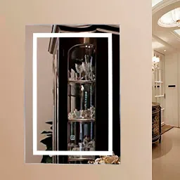 k k glass & aluminium Silver Rectangle Shape LED Wall Mirror image 1