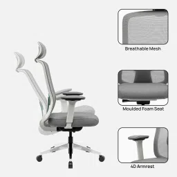 green soul Cosmos Pro Ergonomic Chair In White Green Color image 3