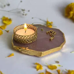 Pink Stone Figurine Tea light Holder-image-87