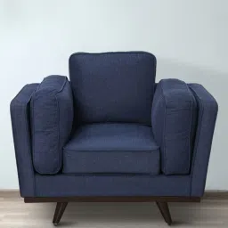 woodsworth from pepperfry Bruges Fabric 1 Seater Sofa In Navy Blue Colour image 1