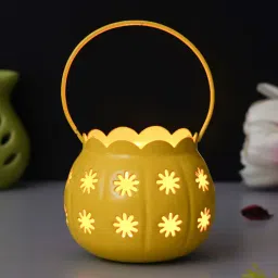 ecraftindia Modern Yellow Iron Tea Light Holder-picture-11