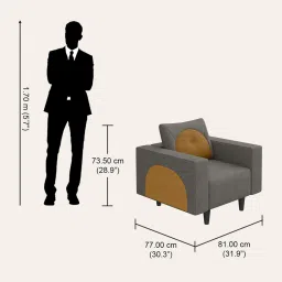 godrej interio Windle Fabric 1 Seater Sofa In Taupe Colour image 2
