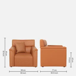 trevi furniture Emporio Leatherette 1 Seater Sofa In Tan Colour image 2