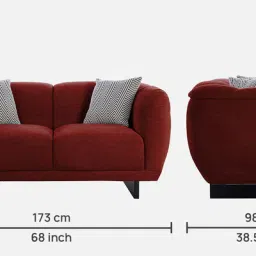 casacraft from pepperfry Malaga Chenille Fabric 2 Seater Sofa In Garnet Red Colour image 2