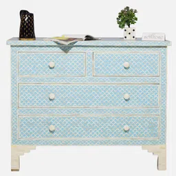 menthome Vesper Bone Inlay Chest of Drawers In Sky Blue Colour image 5