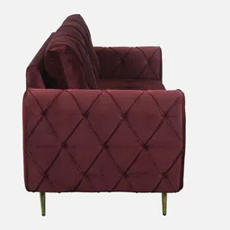 casacraft from pepperfry Atlantis Velvet 3 Seater Sofa in Wine Red Colour image 5