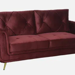 casacraft from pepperfry Atlantis Velvet 3 Seater Sofa in Wine Red Colour image 3