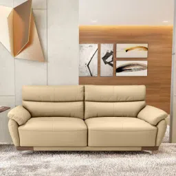 durian Perry Leather 3 Seater Sofas in Beige Colour-picture-11