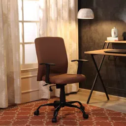 mintwud from pepperfry Cube Fabric Ergonomic Chair in Camel Colour image 1