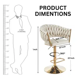 casacraft from pepperfry Lunar Rotatable Bar Stool In White Color image 3