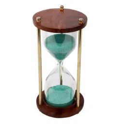 exim decor Green Brass Wooden Sand Timer image 3