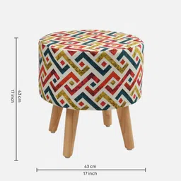 riance creations Zig-Zag Print Seating Stool In Multi Color image 2