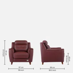 durian Patrick Leather 1 Seater Sofa in Red Colour image 2